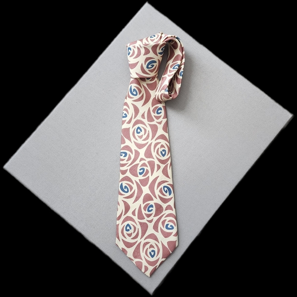 Polo by Ralph Lauren Cream and Blue Silk Tie - Picture 1 of 4
